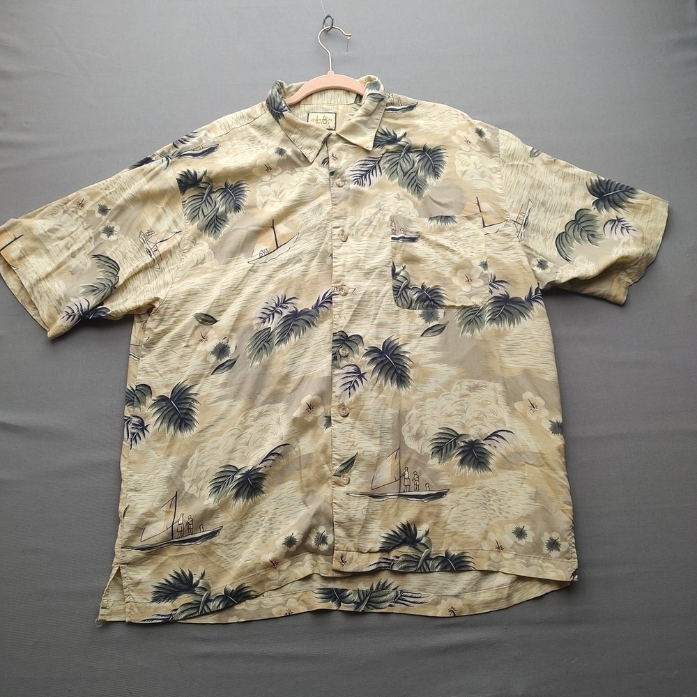 Linguine Bos Men's Floral 100% Rayon Button Up ‎ Shirt Size Large